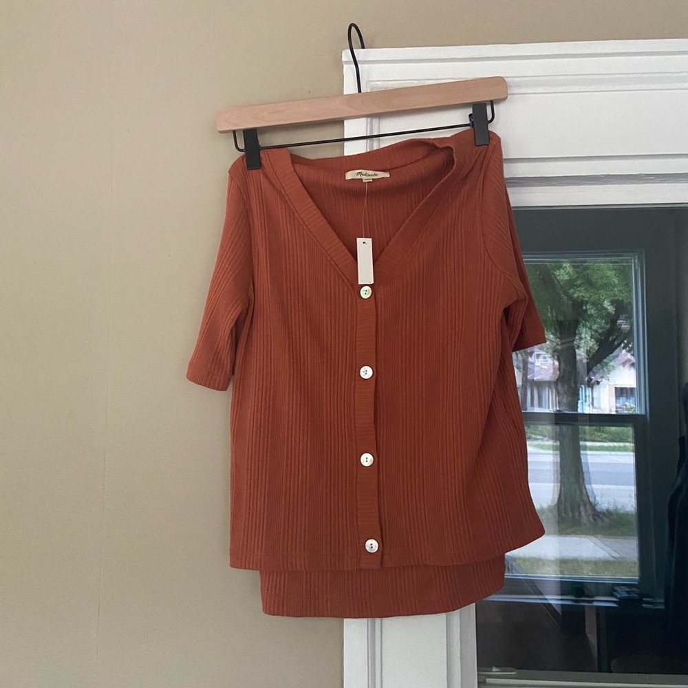 NWT Madewell ribbed button top